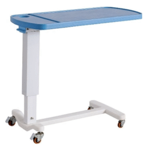 Table de lit hospitalière bleue porte-gobelet