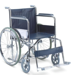 Fauteuil roulant manuel – Assise vinyle bleu