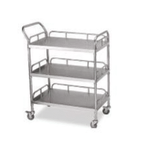 Chariot inox 3 plateaux – Mobilier de soins
