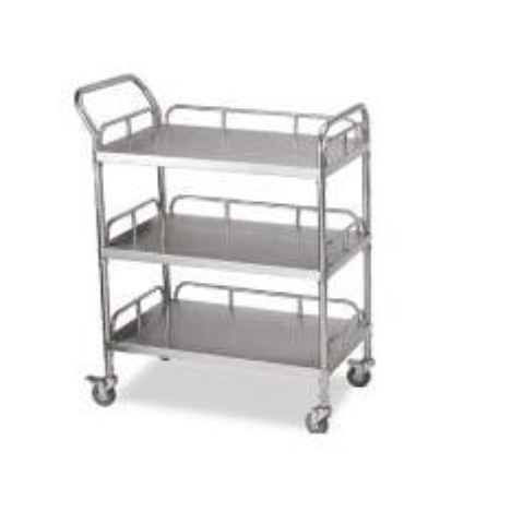 Chariot inox 3 plateaux – Mobilier de soins